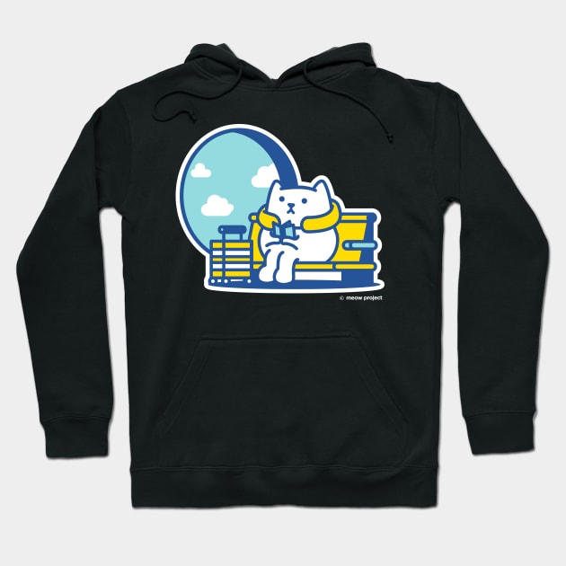 Airport Cat Illustration Hoodie by meowproject